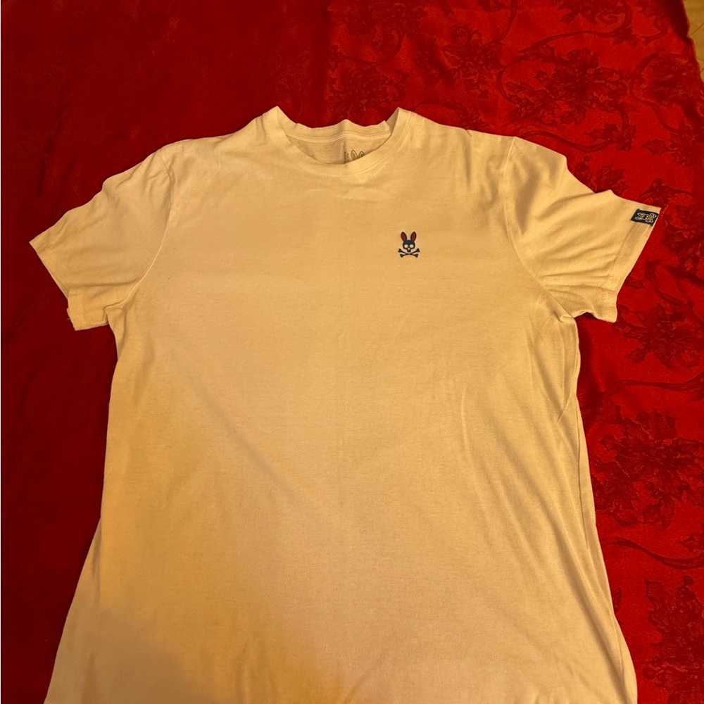 Psycho Bunny Cream Short Sleeve Tee with Navy Bunny Logo